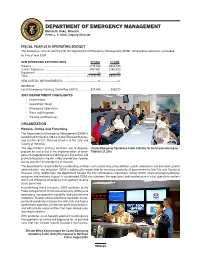 DEPARTMENT of EMERGENCY MANAGEMENT Melvin N