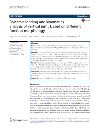 Dynamic Loading and Kinematics Analysis of Vertical Jump Based on Different Forefoot Morphology