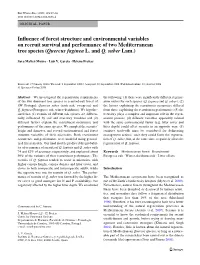 Inxuence of Forest Structure and Environmental Variables on Recruit Survival and Performance of Two Mediterranean Tree Species (Quercus Faginea L