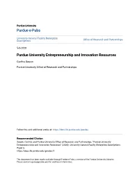 Purdue University Entrepreneurship and Innovation Resources