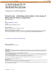 Rethinking Informality in the Study of West African Labour Migrations Rossi, Benedetta