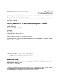 Stability and Activity of Naturally Occurring RGS2 Variants