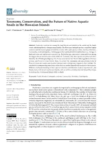 Taxonomy, Conservation, and the Future of Native Aquatic Snails in the Hawaiian Islands