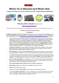 What's on in Warwick (And What's Not) a Long-Term Calendar of Events for Residents and Visitors Compiled by Unlocking Warwick