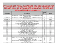 Cartridge List