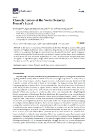 Characterization of the Vortex Beam by Fermat's Spiral