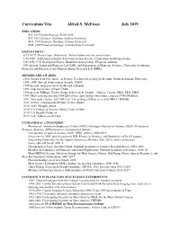 Curriculum Vita Alfred S. Mcewen July 2019