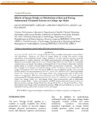 Effects of Energy Drinks on Metabolism at Rest and During Submaximal Treadmill Exercise in College Age Males