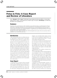 Fetus in Fetu: a Case Report and Review of Literature