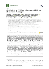 Sirt1 Activity in Pbmcs As a Biomarker of Different Heart Failure Phenotypes
