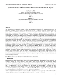 Spatial Inequalities in Infrastructural Development in Plateau State, Nigeria