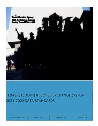 Texas (Student) Records Exchange System 2021-2022 Data Standards