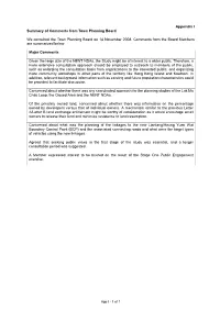 Appendix I Summary of Comments from Town Planning Board We