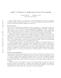 Applp: a Dialogue on Applications of Logic Programming