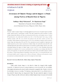 Awareness of Climate Change and Its Impact: a Study Among Natives of Bauchi State in Nigeria