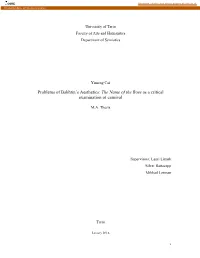 Problems of Bakhtin's Aesthetics: the Name of the Rose As a Critical