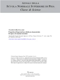 Properties of Hypersurfaces Which Are Characteristic for Spaces of Constant