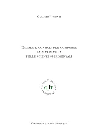 Regole E Consigli Per Comporre La Matematica Delle Scienze Sperimentali