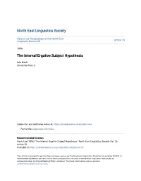 The Internal Ergative Subject Hypothesis