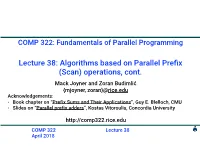Algorithms Based on Parallel Prefix (Scan) Operations, Cont