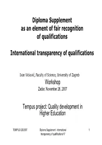Diploma Supplement As an Element of Fair Recognition of Qualifications