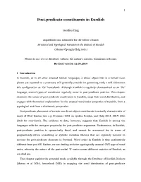 Post-Predicate Constituents in Kurdish