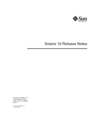 Solaris 10 Release Notes