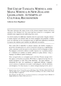 The Use of Tangata Whenua and Mana Whenua in New Zealand Legislation: Attempts at Cultural Recognition