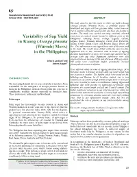 Variability of Sap Yield in Kaong (Arenga Pinnata (Wurmb) Merr.)