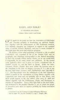 Bahel and Bible. Third and Last Lecture