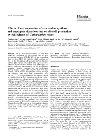 E€Ects of Over-Expression of Strictosidine Synthase And