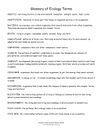 Glossary of Ecology Terms