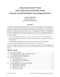 Integrating Systemc Models with Verilog Using the Systemverilog
