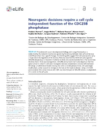 Neurogenic Decisions Require a Cell Cycle Independent Function of The