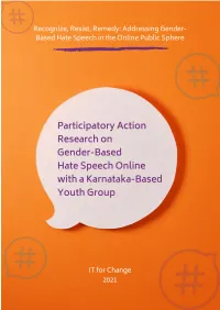 Participatory Action Research on Gender-Based Hate Speech Online with a Karnataka-Based Youth Group