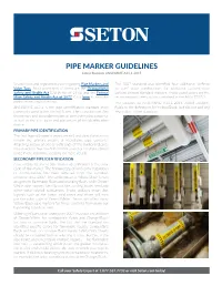 PIPE MARKER GUIDELINES Latest Revision: ANSI/ASME A13.1-2015