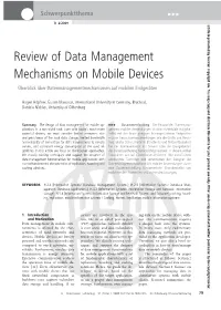 Review of Data Management Mechanisms on Mobile Devices