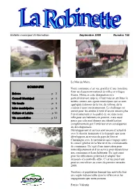 SOMMAIRE Notre Commune S’Est Vue Gratifier D’Une Troisième Fleur Au Classement National De Villes Et Villages Brèves ………………………
