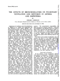 The Effects of Bronchodilators on Pulmonary Ventilation and Diffusion in Asthma and Emphysema