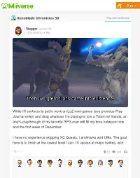 Xenoblade Chronicles 3D While I'll Continue to Put in Work on Loz Mini-Games (See Previous Play Journal Entry) and Drop Whatever