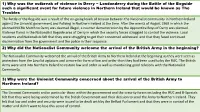 1) Why Was the Outbreak of Violence in Derry ~ Londonderry During The