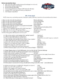 AFL Trivia Quiz