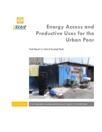 Energy Access and Productive Uses for the Urban Poor