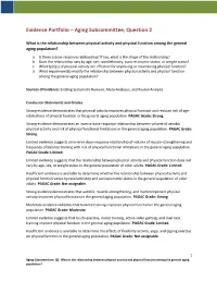Evidence Portfolio, Aging Subcommittee, Physical Function