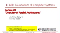 Lecture 20: “Overview of Parallel Architectures”