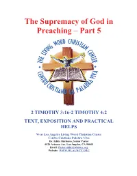 The Supremacy of God in Preaching – Part 5