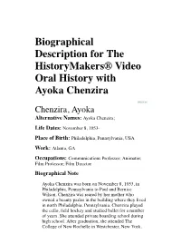 Biographical Description for the Historymakers® Video Oral History with Ayoka Chenzira
