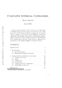 Complete Internal Categories