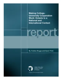 Making College- University Cooperation Work: Ontario in a National and International Context