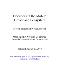 Openness in the Mobile Broadband Ecosystem
